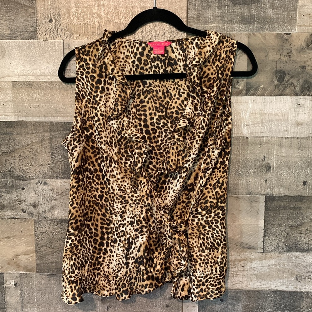 Sunny Leigh Sleeveless Leopard print top with ruffles and side tie - Picture 14 of 16